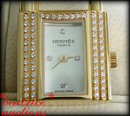 NEW Hermes DIAMOND Gold KELLY Watch for Bag CHARM LOCK  